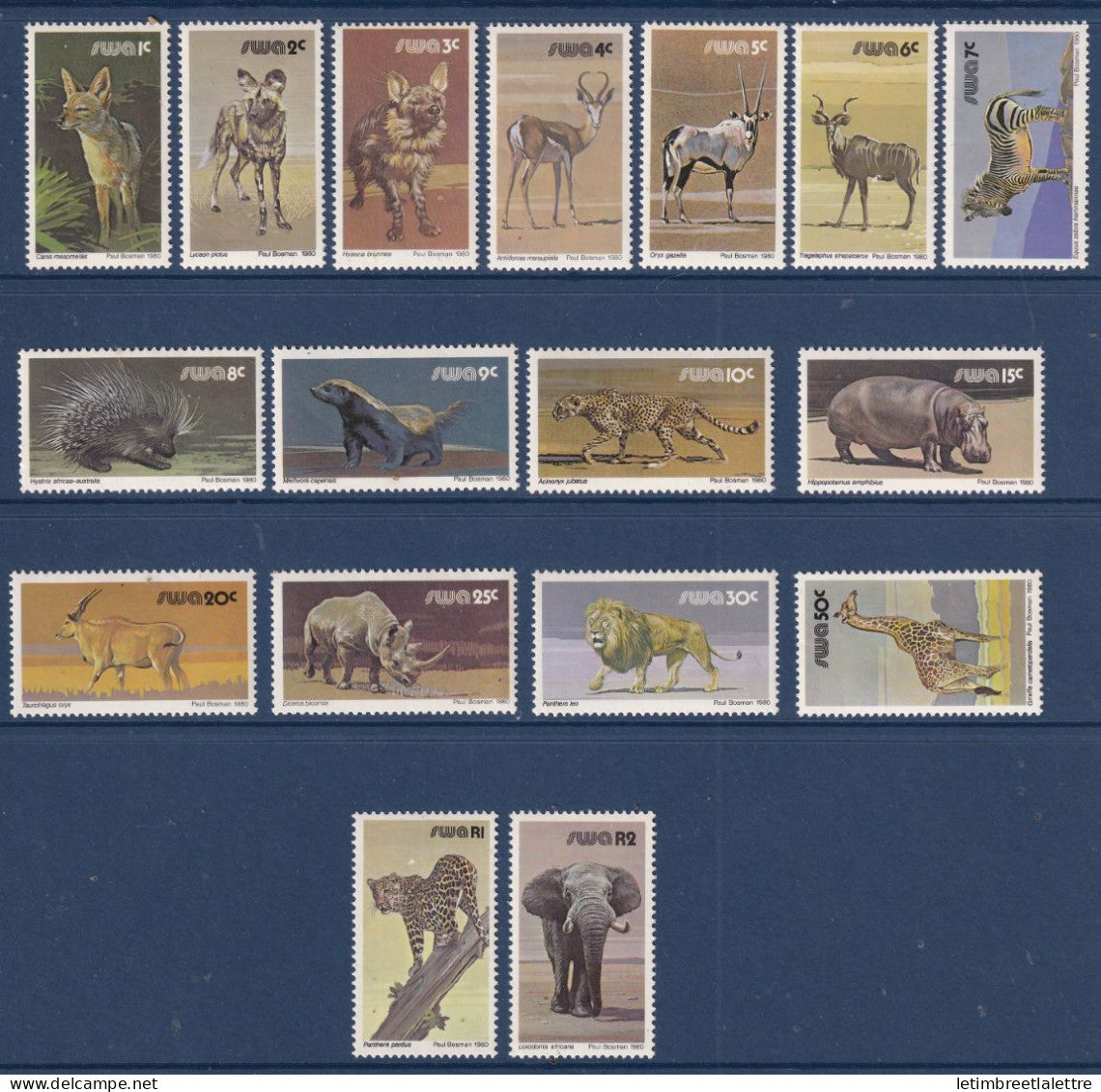 Afrique du Sud Ouest - YT n° 433 à 449 ** - Neuf sans charnière - Animaux - 1980