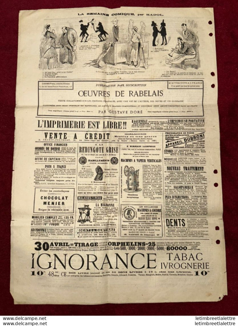 France - journal - l’éclipse - n° 232 - Timbre poste - Avril 1873