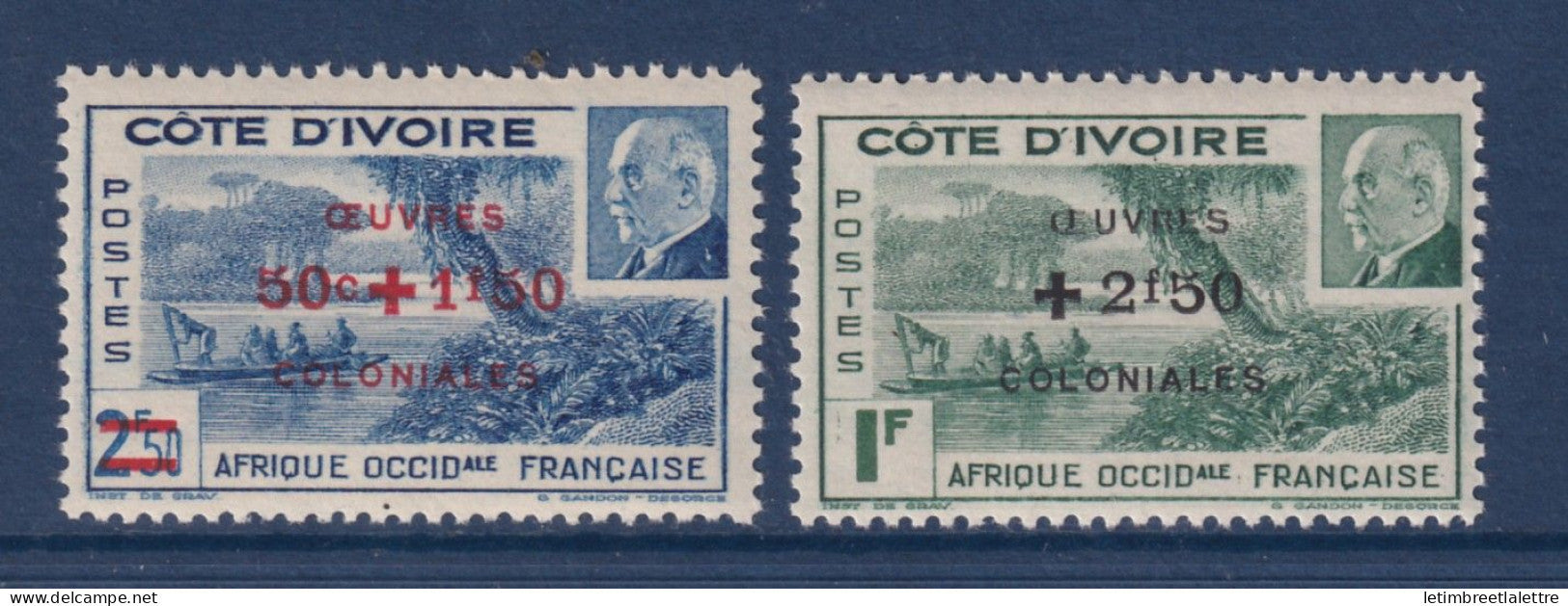 Côte d’Ivoire - YT n° 175 et 176 ** - Neuf sans charnière - Œuvres coloniales - 1944