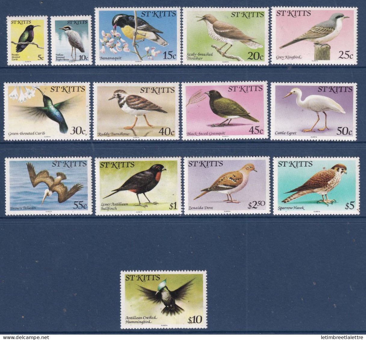 Saint Kitts - YT n° 454 à 467 ** - Neuf sans charnière - Oiseaux - 1981