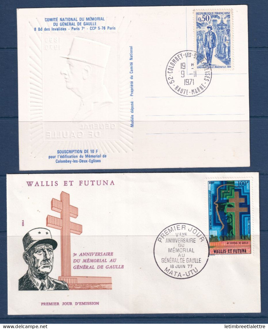 France - Wallis et Futuna - thématique De Gaulle - FDC - Premier jour