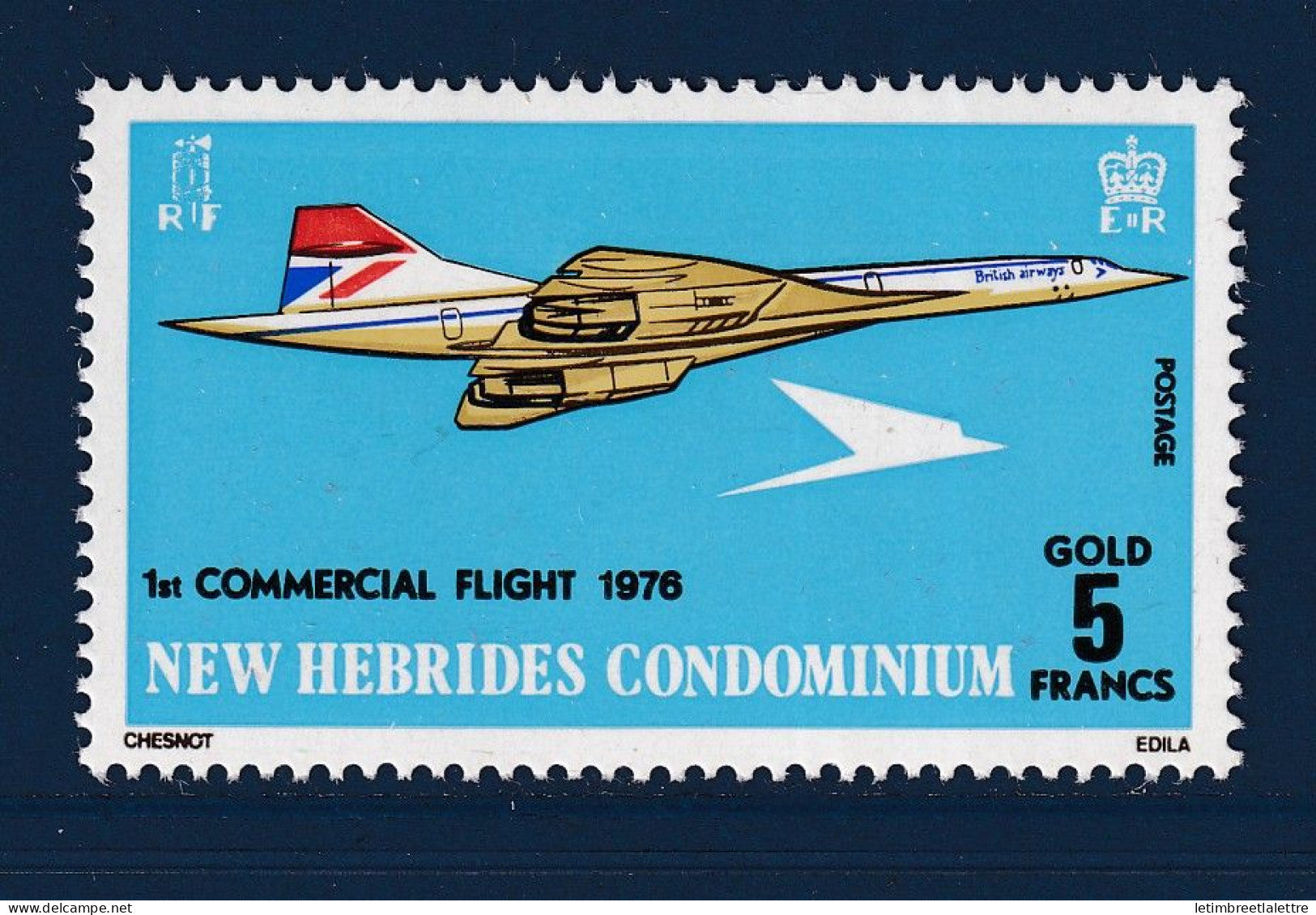 Nouvelles Hébrides - YT n° 425 ** - Neuf sans charnière - Avion - 1976