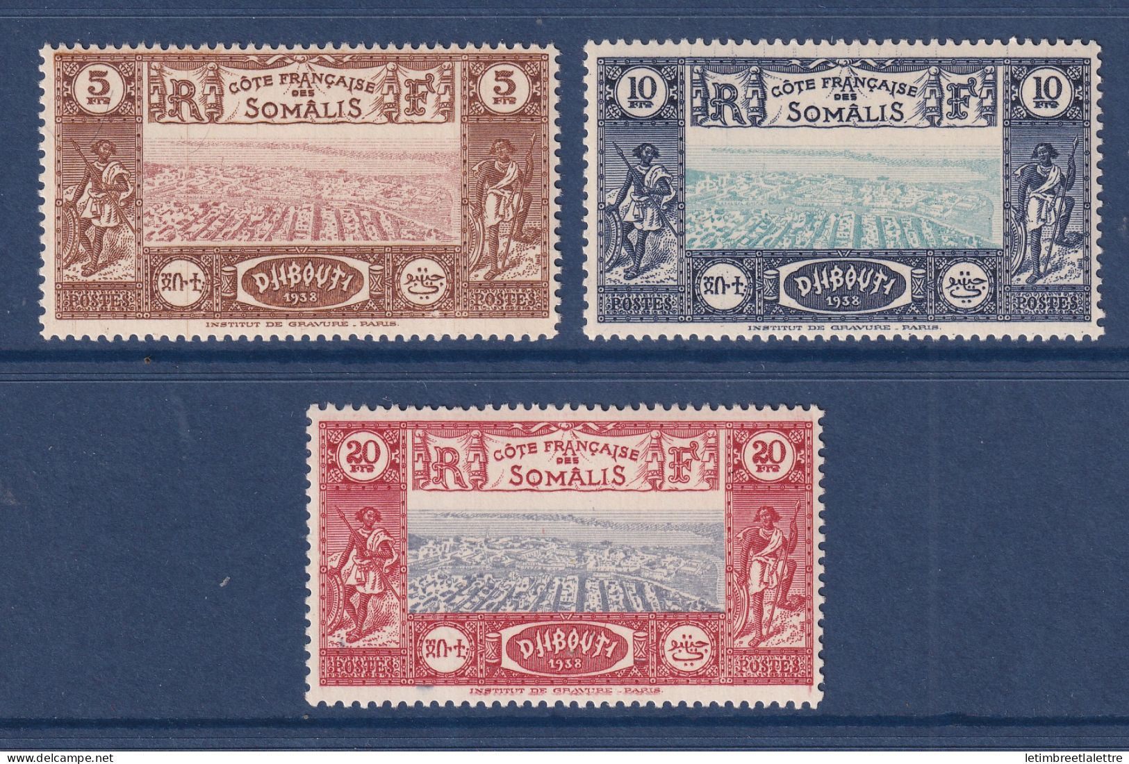 Côte des Somalis - YT n° 167 à 169 ** - Neufs sans charnière - Vue de Djibouti - 1938
