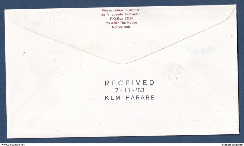 Soudan - Premier vol Khartoum Harare - KLM - Poste aérienne - 1983