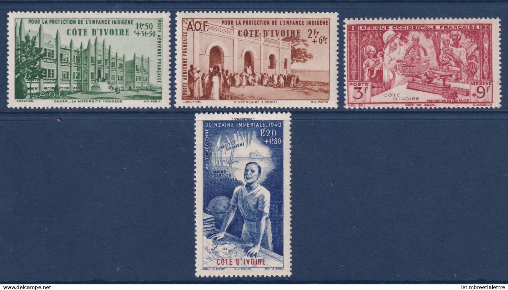 Côte d’Ivoire - PA - YT n° 6 à 9 ** - Neuf sans charnière - Protection de l’enfance et Quinzaine impériale - 1942