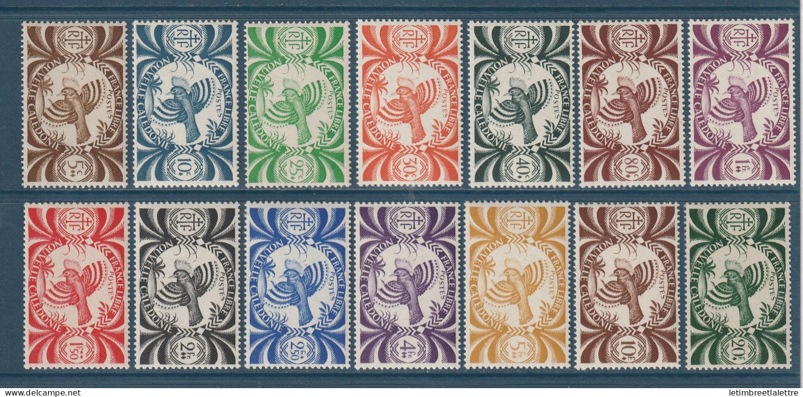 Nouvelle Calédonie - YT n° 230 à 243 ** - Neuf sans charnière - Coq - France libre - 1943