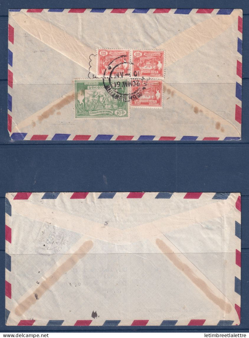 Myanmar - Birmanie - Enveloppes pour les USA - 2 tarifs différents - Par avion