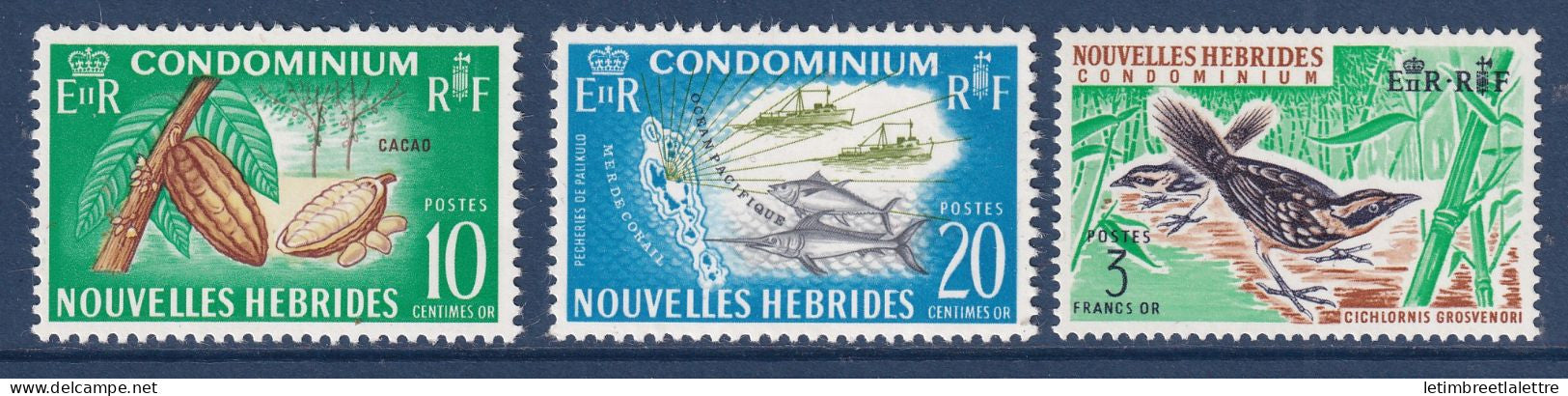 Nouvelles Hébrides - YT n° 273 à 275 ** - Neuf sans charnière - Cacao et oiseau - 1968