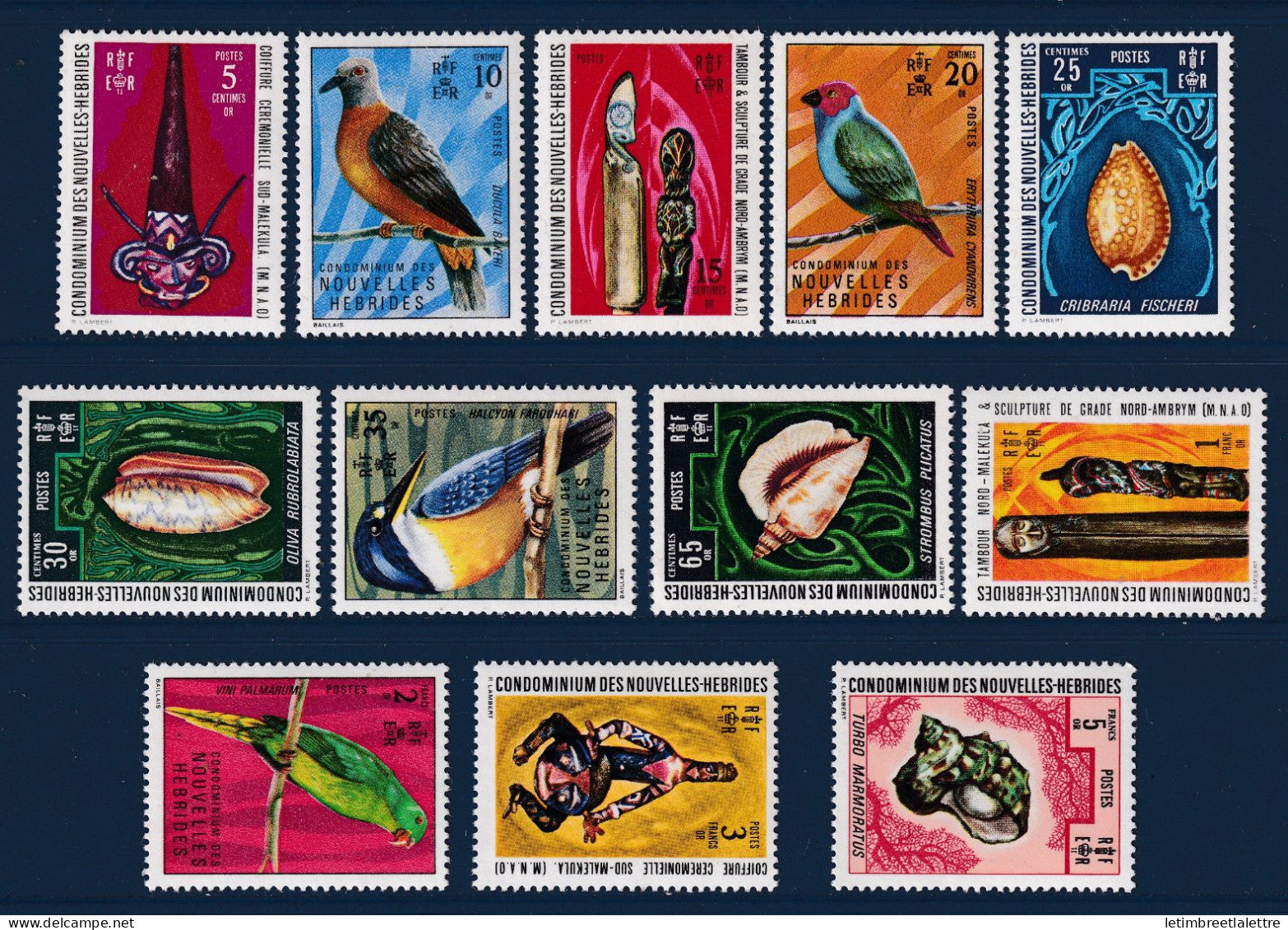 Nouvelles Hébrides - YT n° 326 à 337 ** - Neuf sans charnière - Oiseaux - Coquillages - 1972