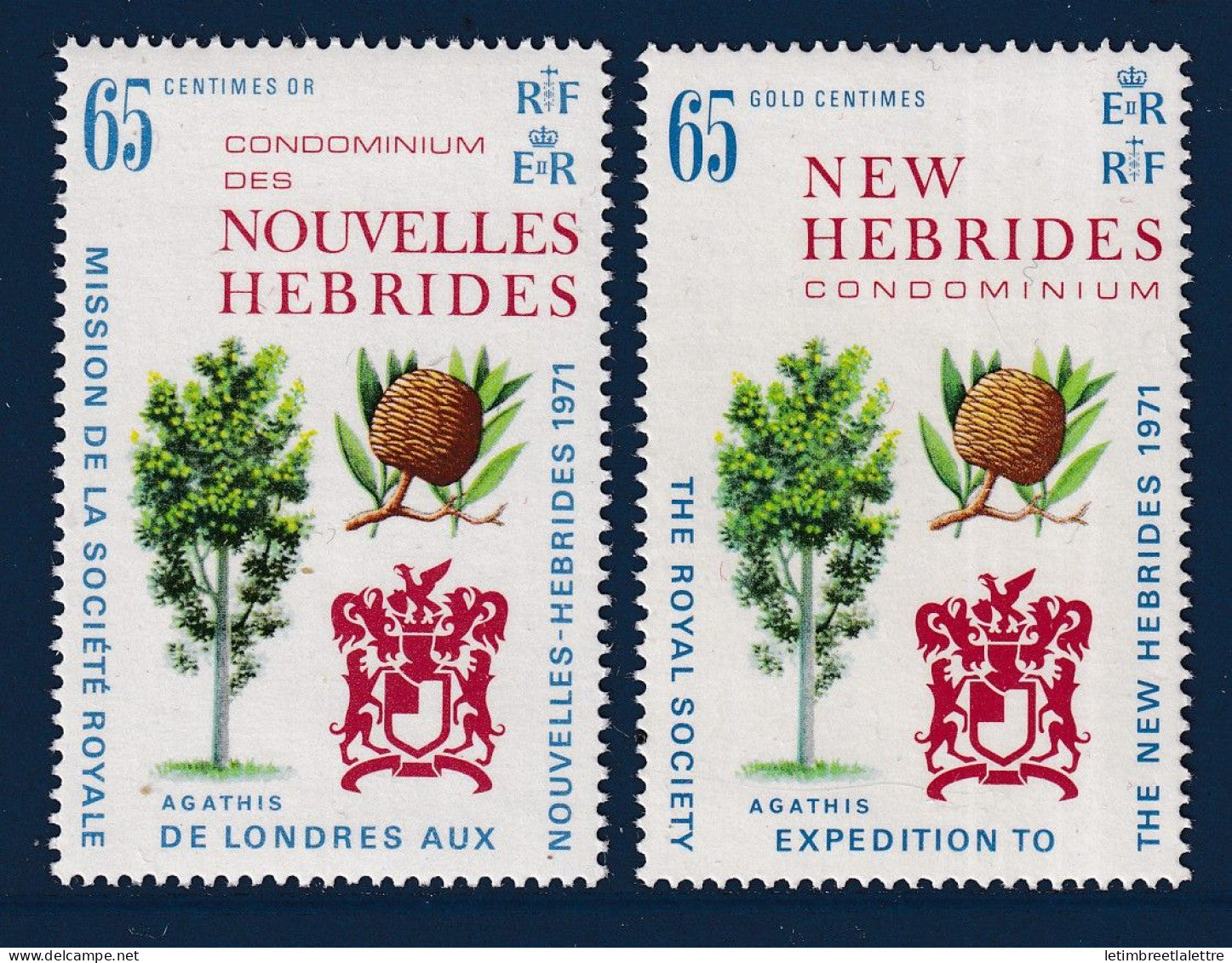 Nouvelles Hébrides - YT n° 312  et 313 ** - Neuf sans charnière - Royal Society - 1970