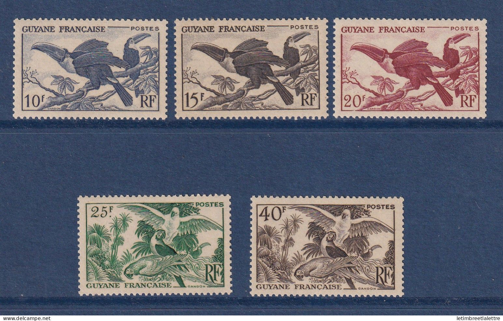 Guyane - YT n° 213 à 217 ** - Neuf sans charnière - Oiseaux - 1947