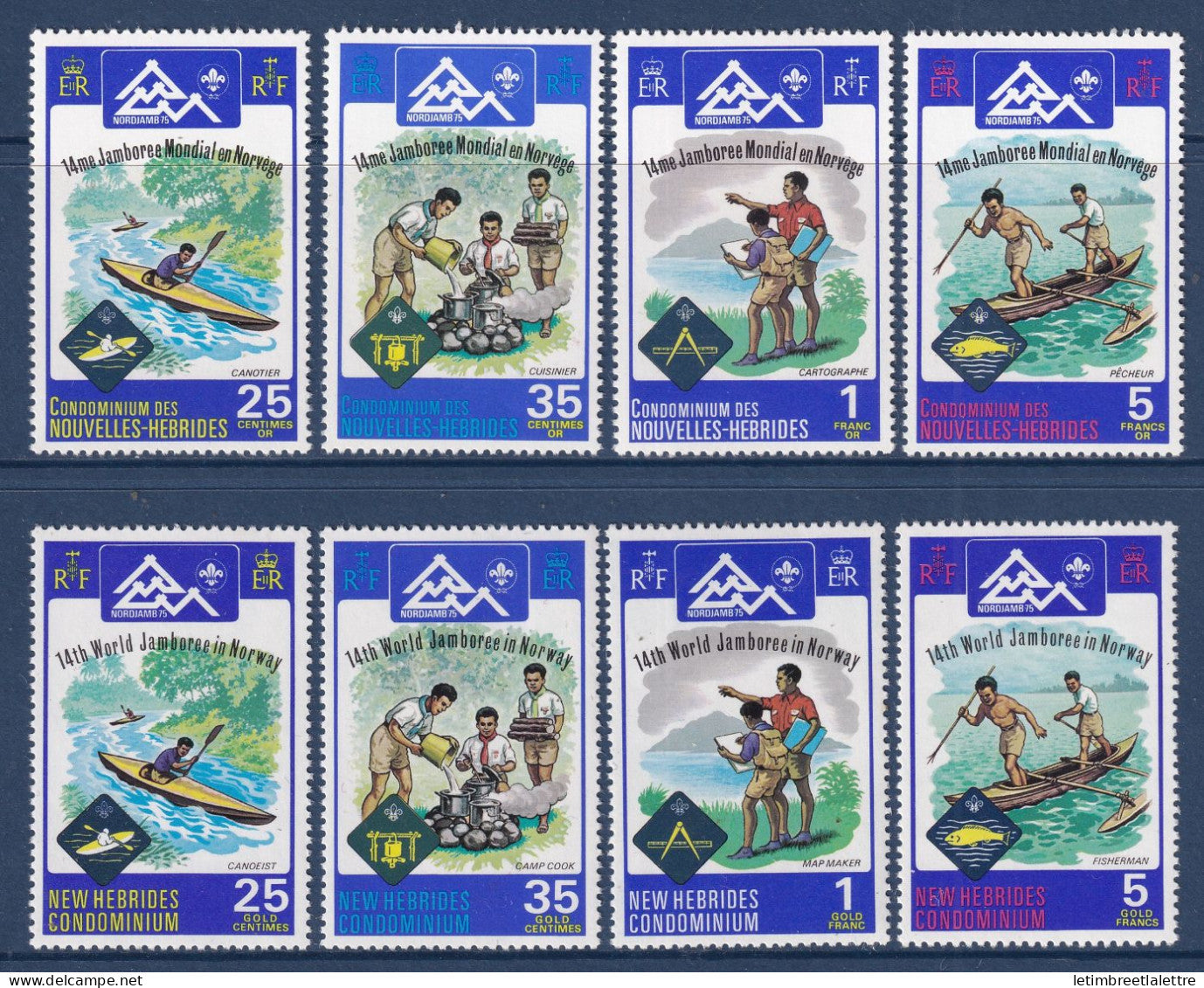 Nouvelles Hébrides - YT n° 410 à 417 **  - neuf sans charnière - Jamboree mondial - 1975