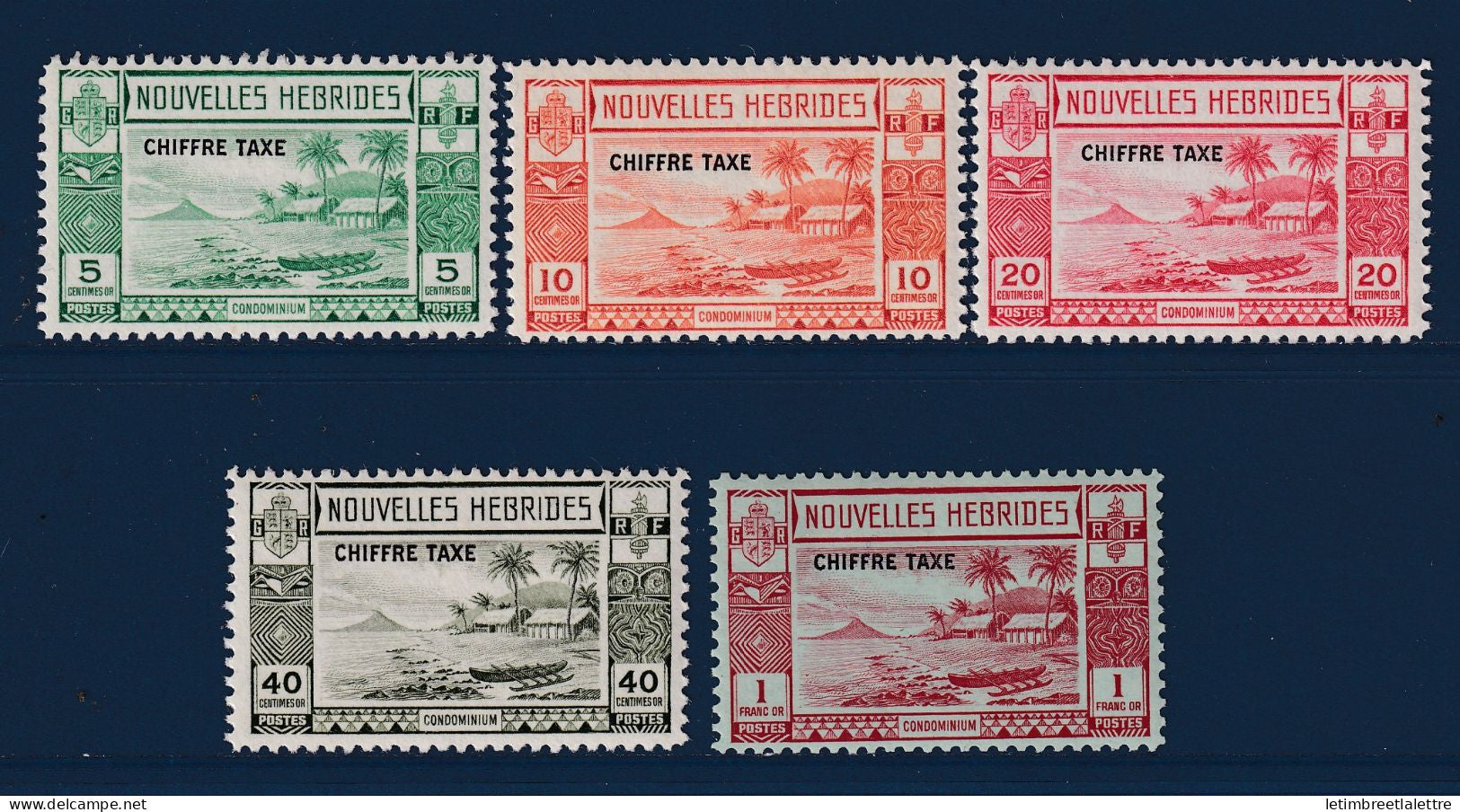 Nouvelles Hébrides - Taxe - YT N° 11 à 15 * - Neuf avec charnière - 1925