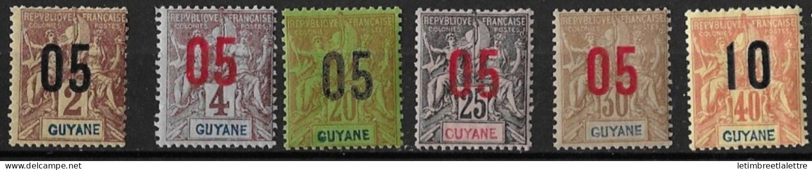 Guyane - YT n° 66 à 71 ** - Neuf sans charnière - Surcharges