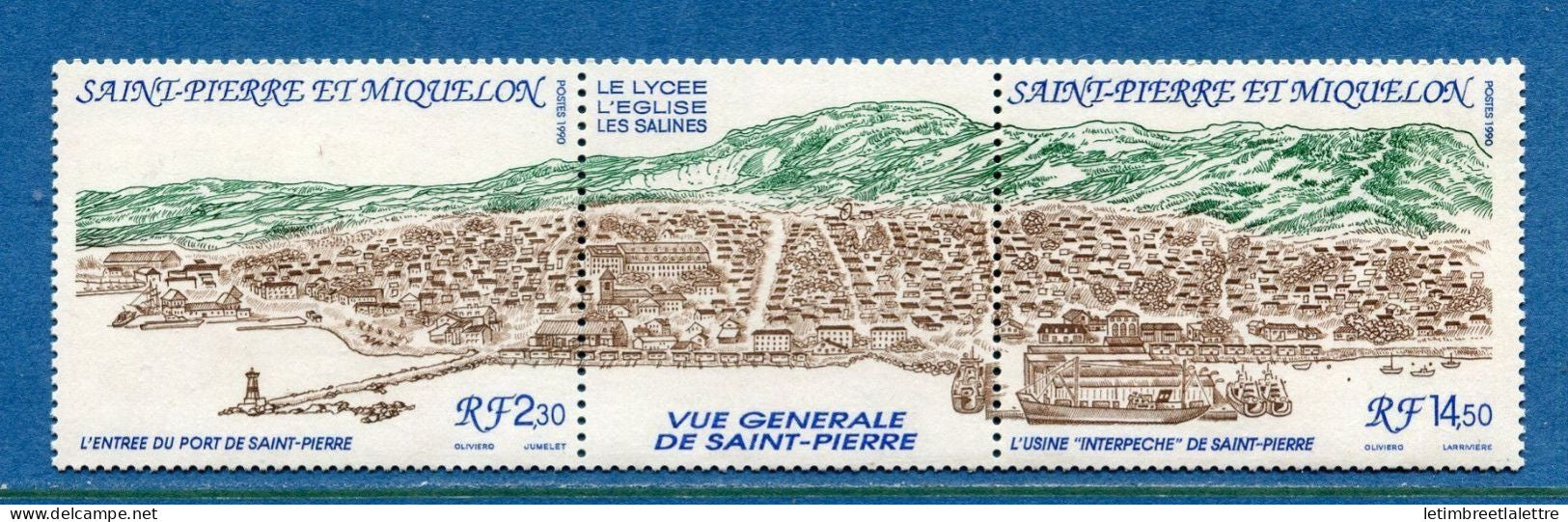 Saint Pierre et Miquelon - YT n° 529 et 530 A ** - Neuf sans charnière - Vue générale de Saint Pierre - 1990