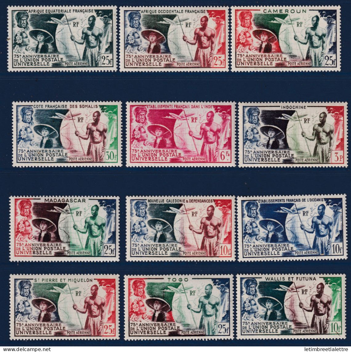 Grandes séries coloniales * - Neufs avec charnière - 75e anniversaire de l’UPU - 1949