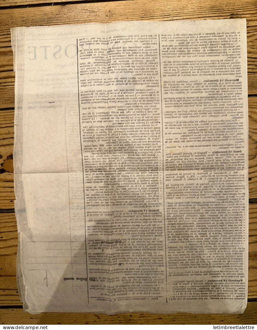 France - Journal le Ballon Poste - neuf - le n° 14 du dimanche 18 Décembre 1870