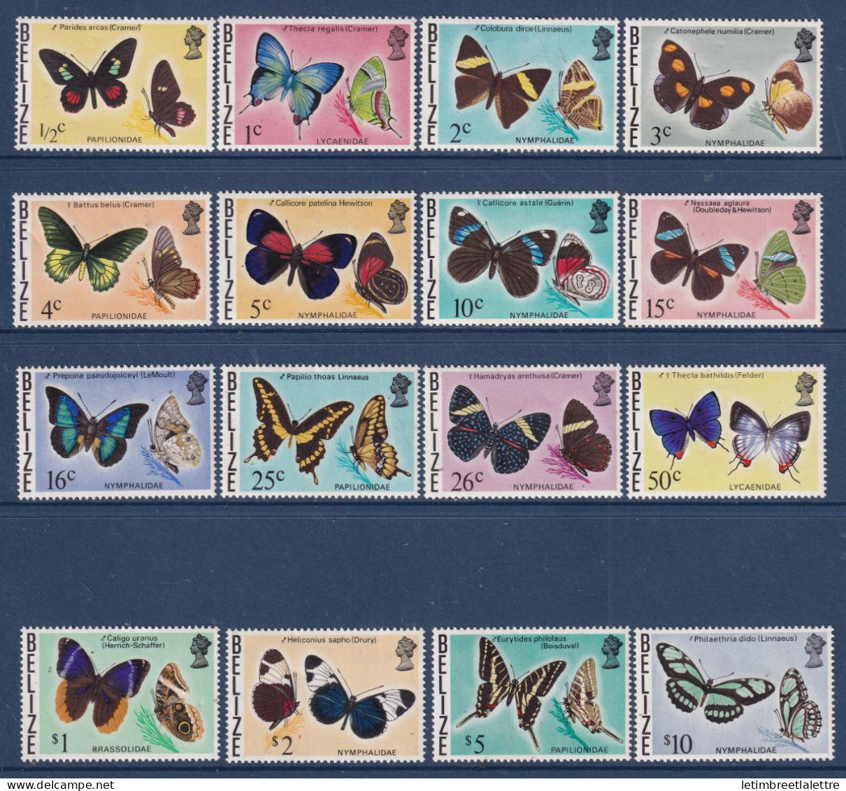 Bélize - YT n° 335 350 ** - Neuf sans charnière - Papillons - Insectes - 1974 1975