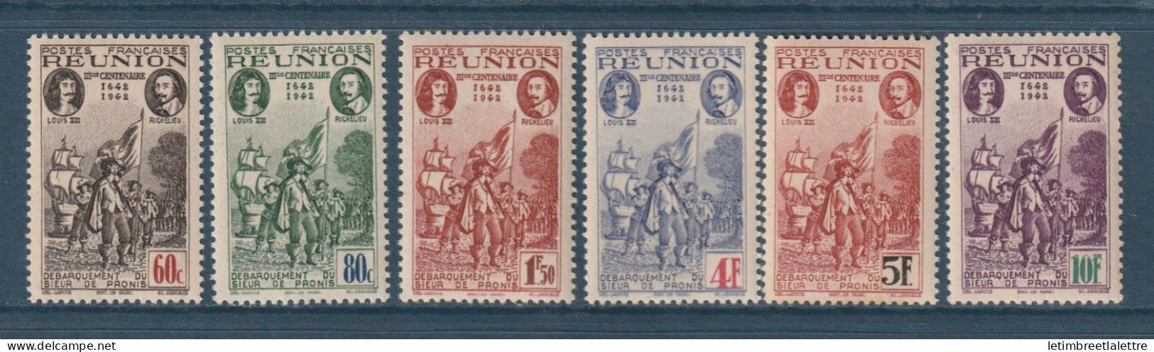 Réunion - YT n° 180 à 185 ** - Neufs sans charnière - Tricentenaire - 1943
