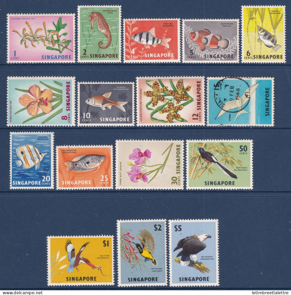 Singapour - YT n° 52 A à 64 ** dont n° 57 B Oblitéré - Neuf sans charnière - Oiseaux - 1962