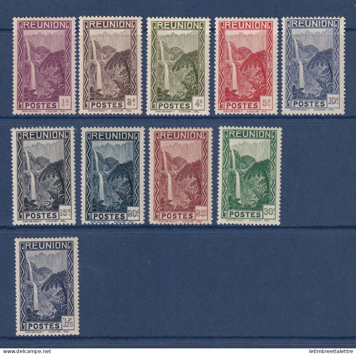 Réunion - YT n° 125 à 133 et 143 A ** - Neuf sans charnière - Cascade - 1933 à 1938