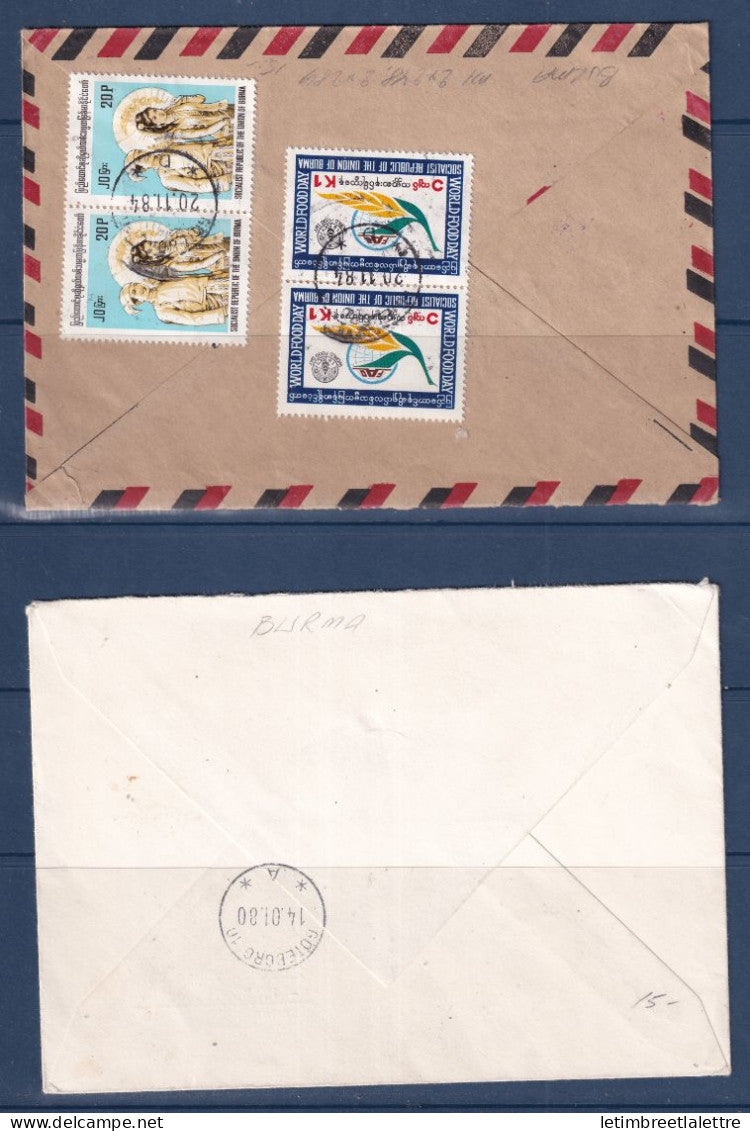 Myanmar - Birmanie - Enveloppes par avion - pour la Suède - 1980 1984
